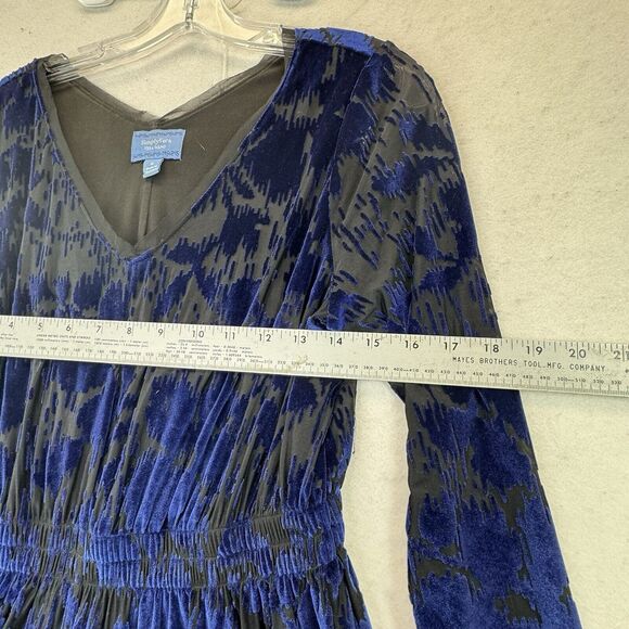 Velvet Burnout Midi Dress Women’s Sz Small Sheer LS Empire Waist Whimsigoth Goth - Picture 6 of 12